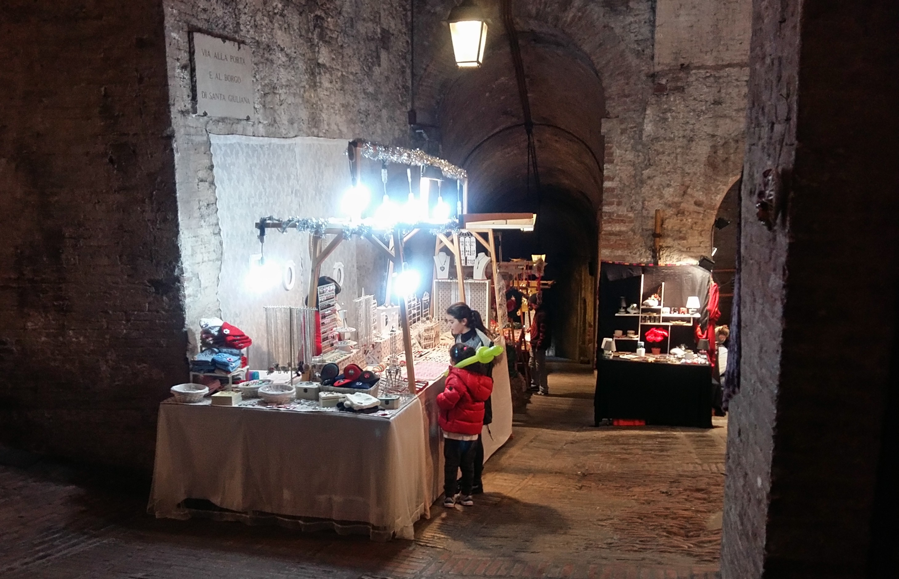 Christmas market in Perugia Rocca Paolina Italy Umbria