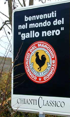 Chianti classico gallo nero roadsign